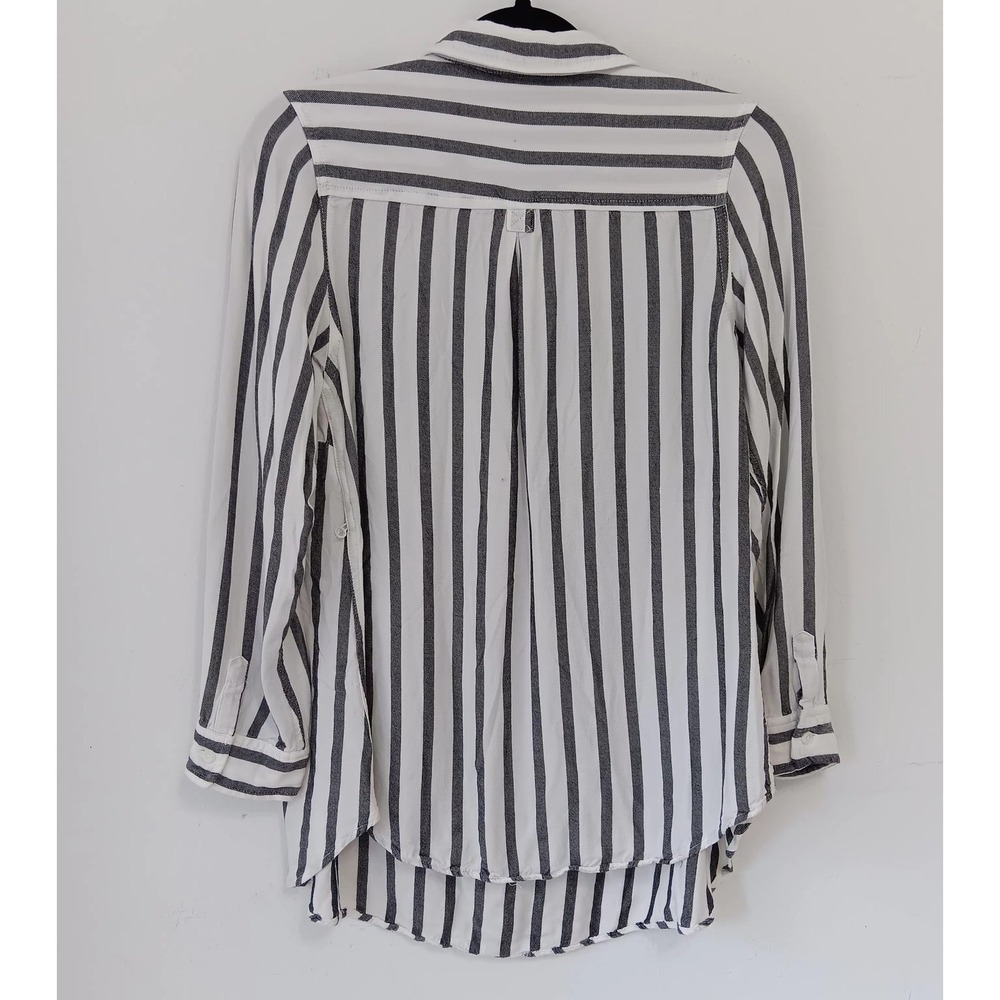 Isabel Maternity Flannel Shirt W Small Gray‎ White Striped Button Down Soft - Picture 6 of 7